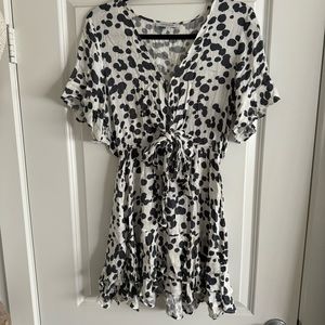 White and grey mini dress